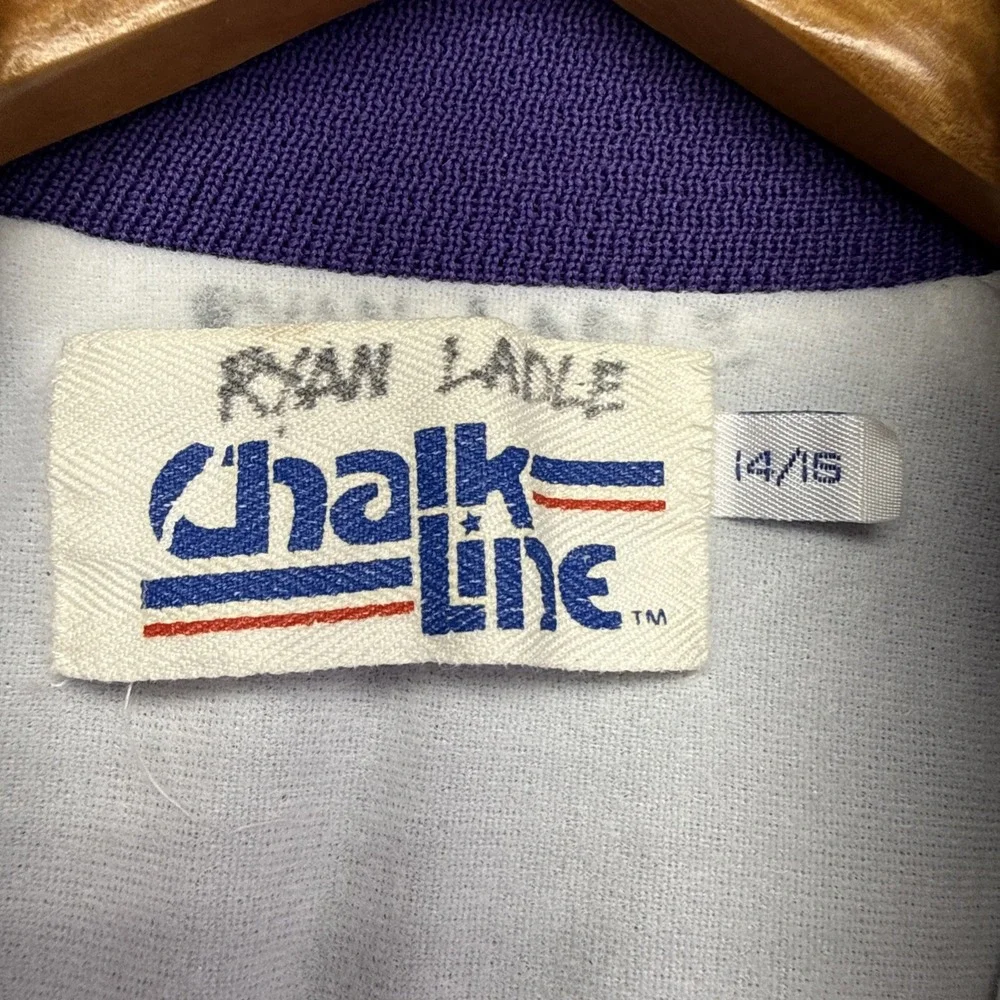 Vintage Utah Jazz NBA Chalk Line Satin Jacket Youth 14/15 Purple Made‎ In USA